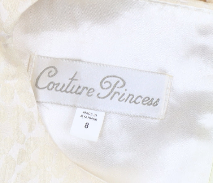 Couture Princess Girls Ivory Fit & Flare Party Dress Size 8 Years