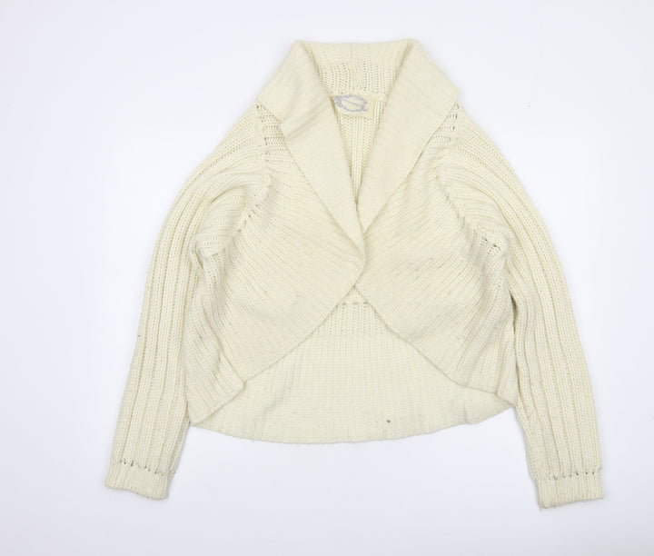 Evie Women Ivory Chunky Knit Open Cardigan UK 18-20