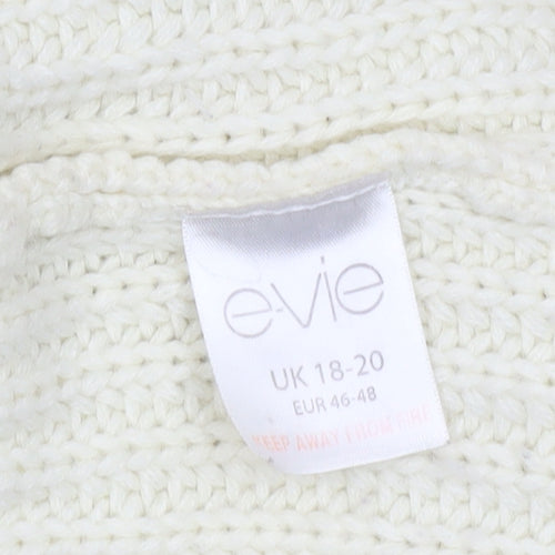 Evie Women Ivory Chunky Knit Open Cardigan UK 18-20