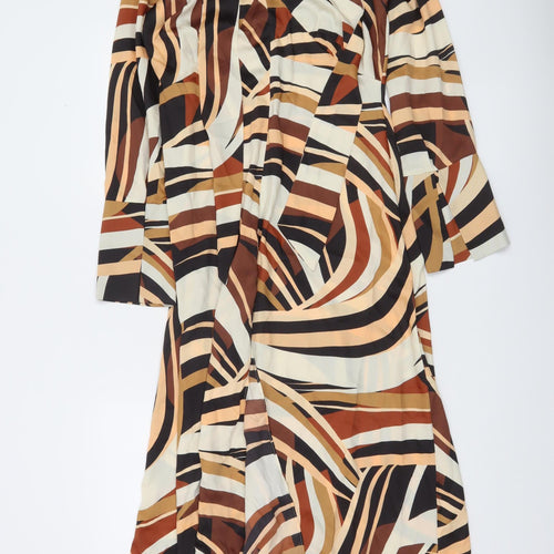River Island Women’s Multicoloured Geometric Midi Wrap Dress Size 10