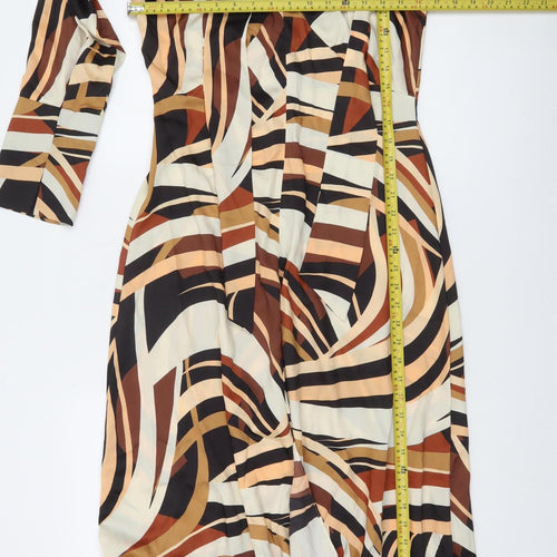 River Island Women’s Multicoloured Geometric Midi Wrap Dress Size 10