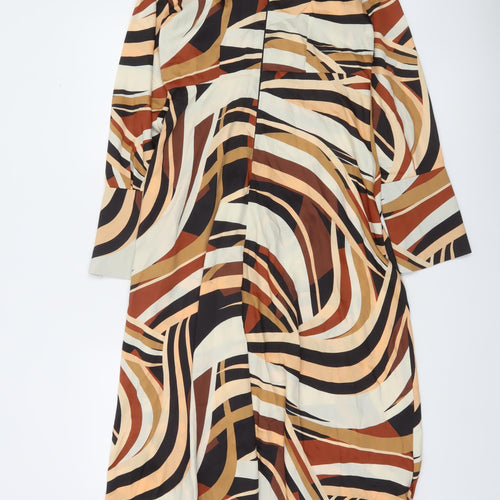 River Island Women’s Multicoloured Geometric Midi Wrap Dress Size 10