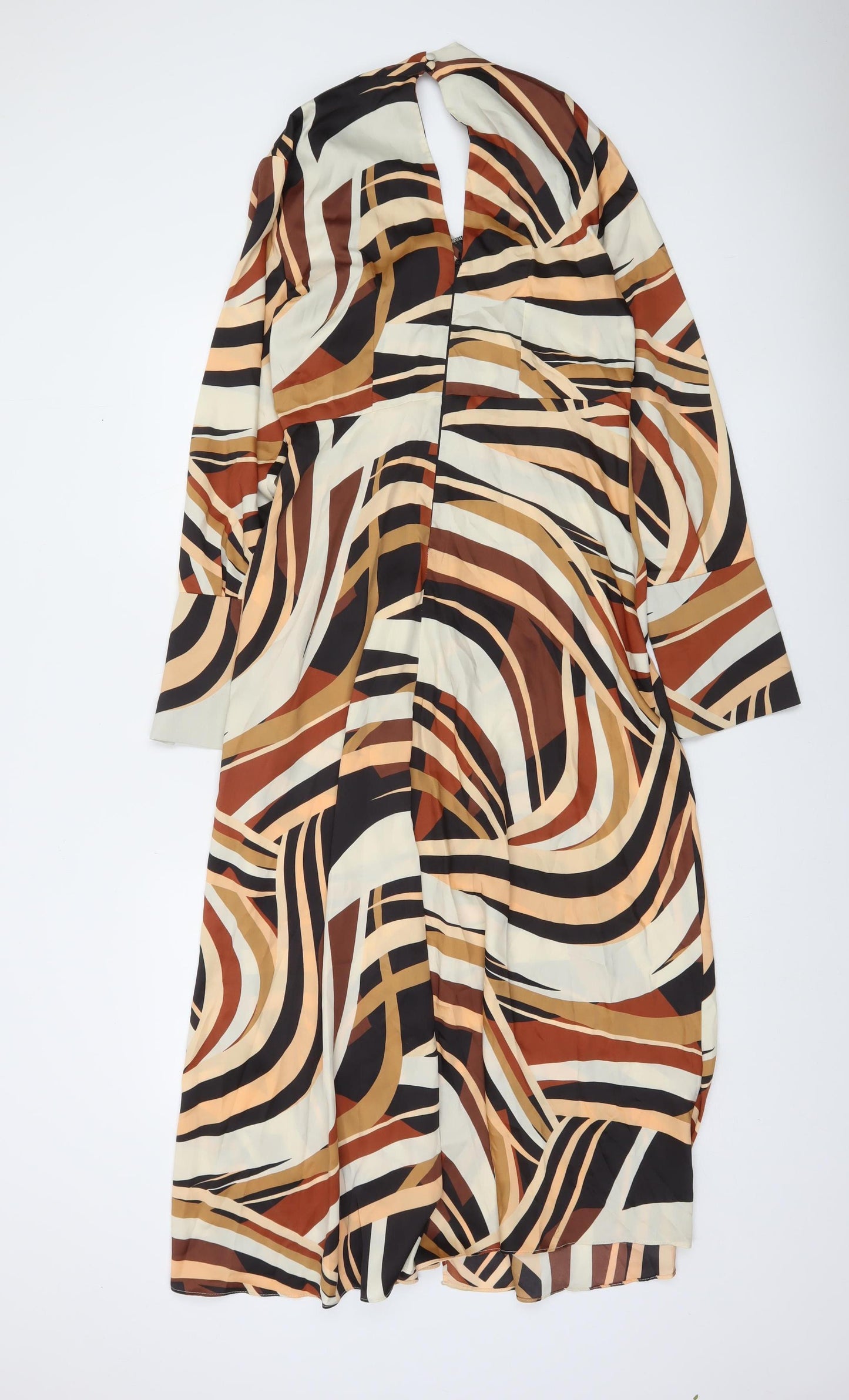 River Island Women’s Multicoloured Geometric Midi Wrap Dress Size 10
