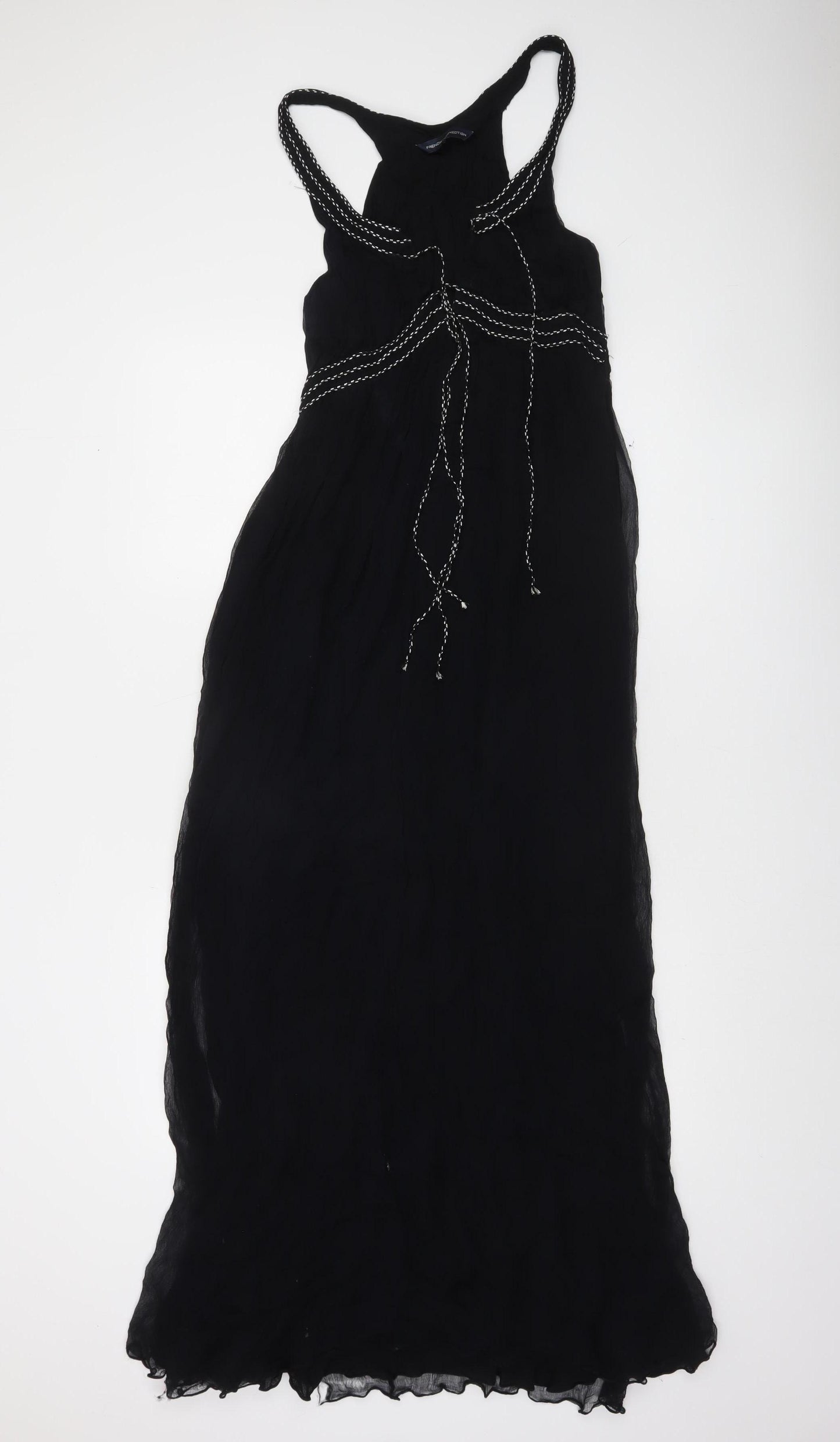 French Connection Women’s Black Halter Beaded Maxi Dress Size 10