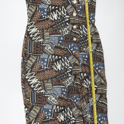 My Garment Co. Women’s Brown Tribal Geometric Shift Dress Size 12