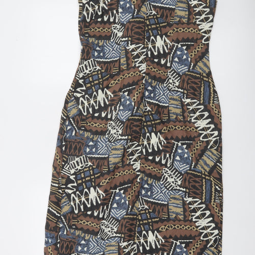 My Garment Co. Women’s Brown Tribal Geometric Shift Dress Size 12