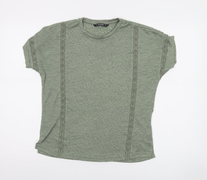 Dunnes Women's Green Short Sleeve Cotton Blend T-Shirt Size S
