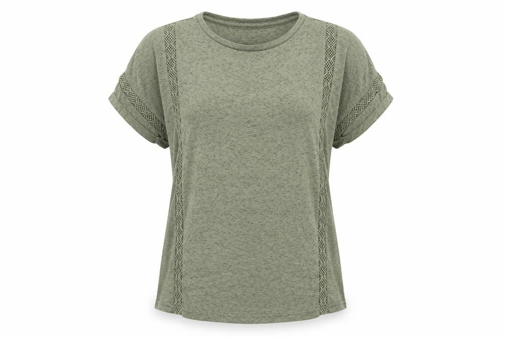 Dunnes Women's Green Short Sleeve Cotton Blend T-Shirt Size S