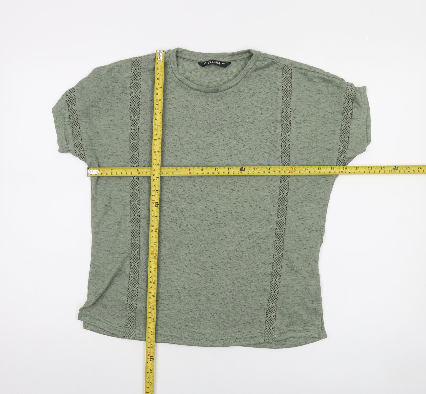 Dunnes Women's Green Short Sleeve Cotton Blend T-Shirt Size S