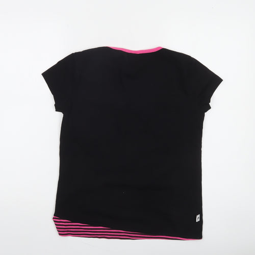 Dunlop Women's Black Pink Trim Cotton Blend Logo T-Shirt Size M