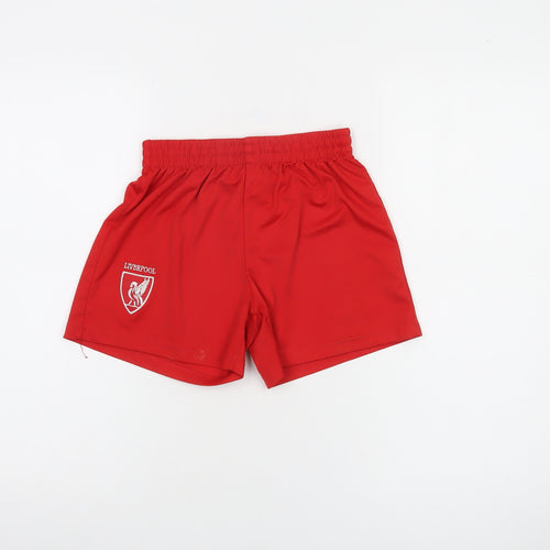 World Soccer Boys Red Football Shorts Size 10 Polyester Elastic Waist