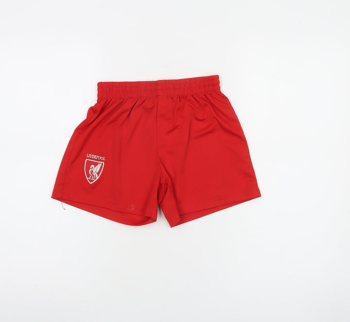 World Soccer Boys Red Football Shorts Size 10 Polyester Elastic Waist