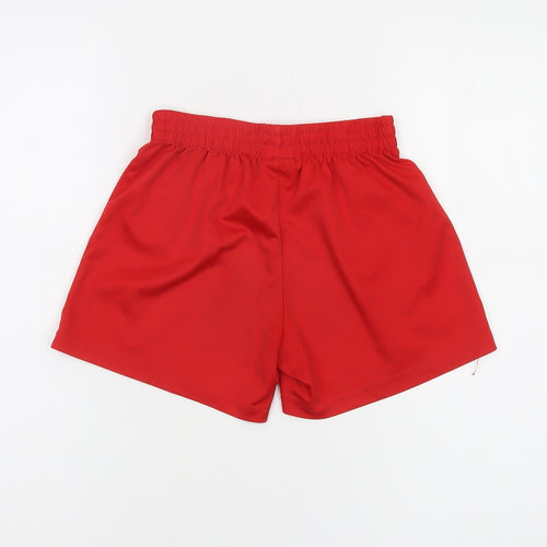 World Soccer Boys Red Football Shorts Size 10 Polyester Elastic Waist
