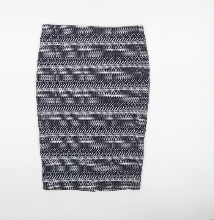 Zara Women Blue Geometric Knit Pencil Skirt Size 10