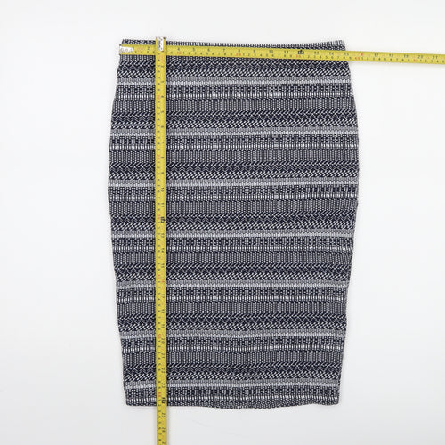 Zara Women Blue Geometric Knit Pencil Skirt Size 10