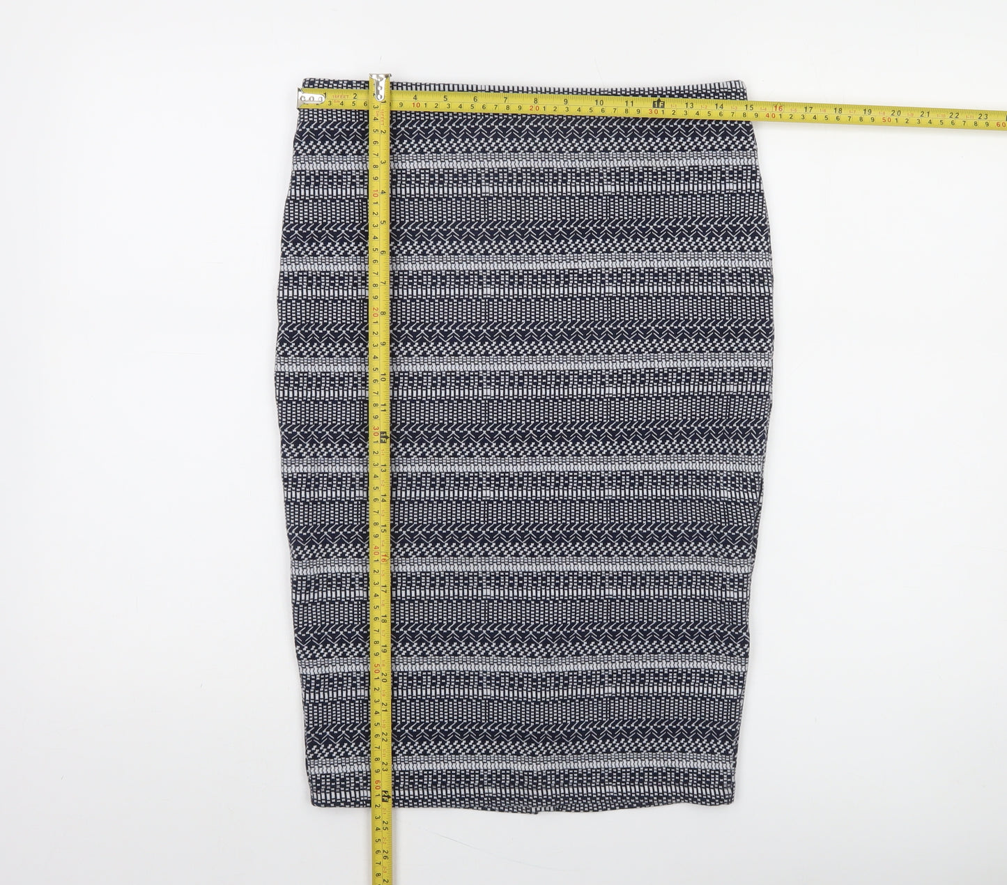 Zara Women Blue Geometric Knit Pencil Skirt Size 10