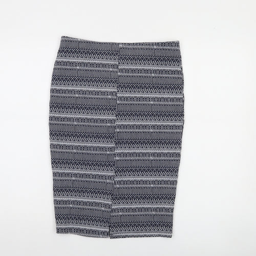 Zara Women Blue Geometric Knit Pencil Skirt Size 10