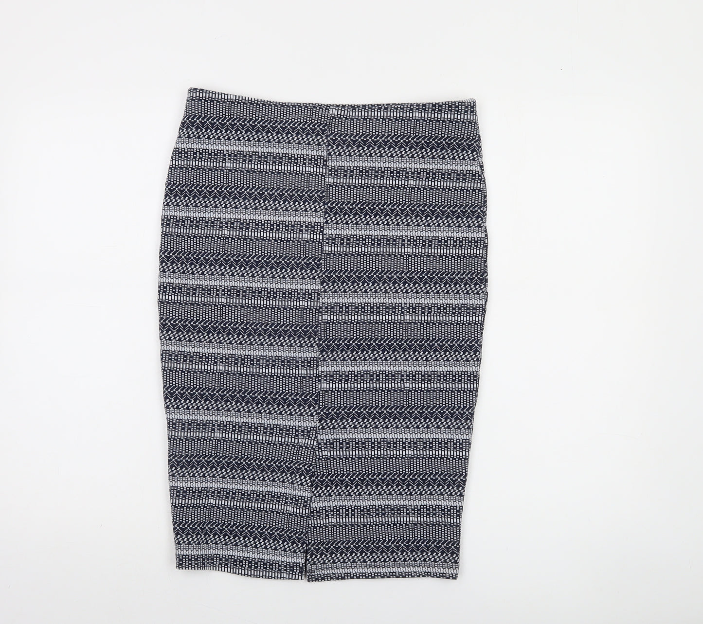 Zara Women Blue Geometric Knit Pencil Skirt Size 10