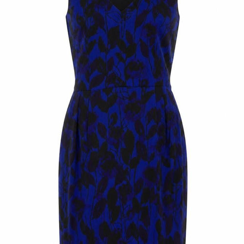 Phase Eight Women Blue Floral Sheath Dress Size 8 Sleeveless Knee Length