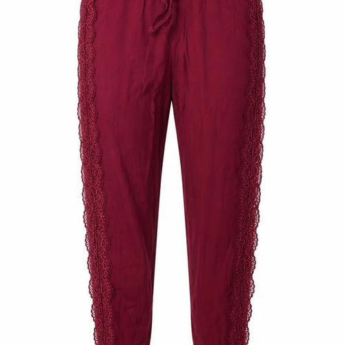 Marks and Spencer Womens Burgundy Lace Trim Pyjama Pants S