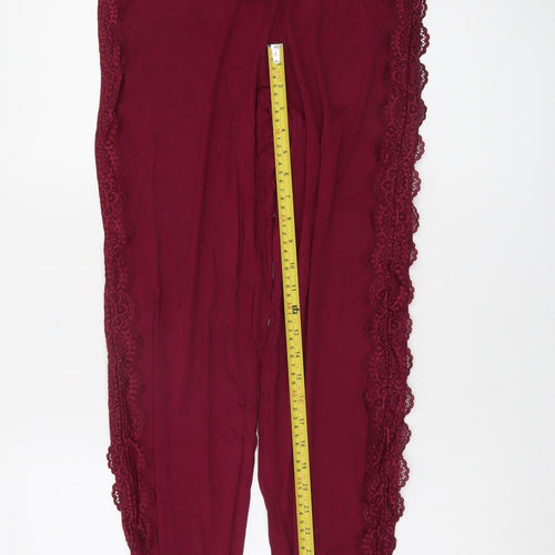 Marks and Spencer Womens Burgundy Lace Trim Pyjama Pants S