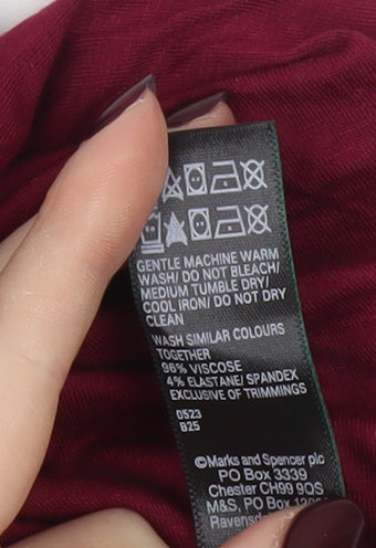 Marks and Spencer Womens Burgundy Lace Trim Pyjama Pants S