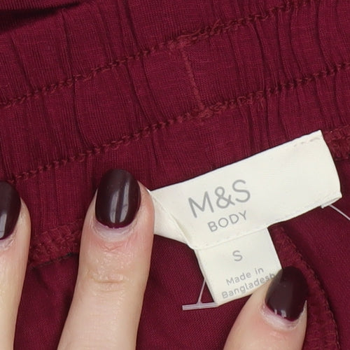 Marks and Spencer Womens Burgundy Lace Trim Pyjama Pants S