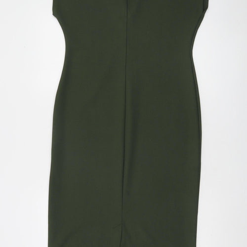 Zara Women Green Sheath V-Neck Sleeveless Knee-Length Dress Size 16