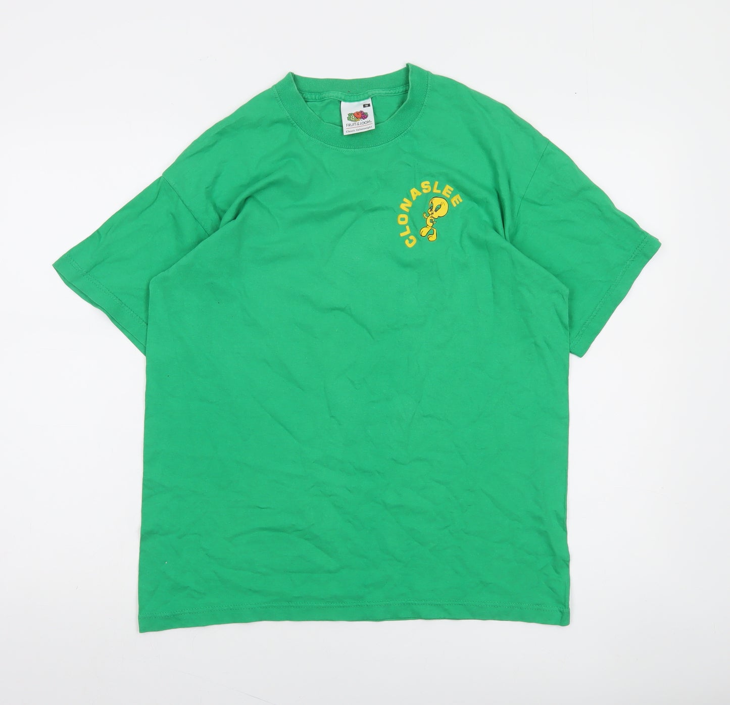Fruit of the Loom Men's Green Tweety Bird Clonaslee Graphic T-Shirt Size M