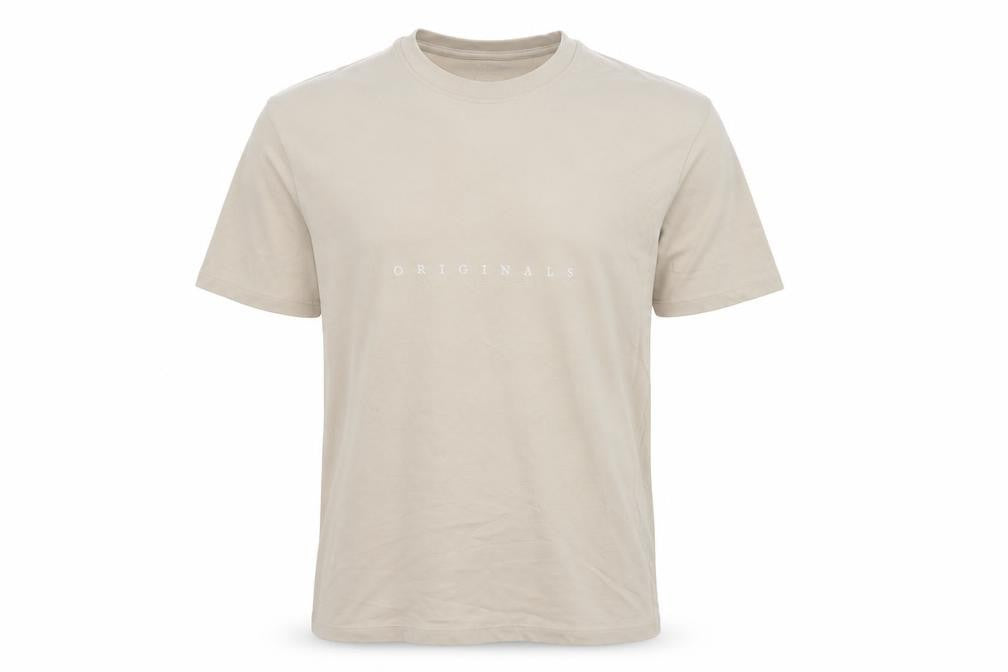 Jack & Jones Mens Beige Originals Cotton Crew Neck T-Shirt Size M