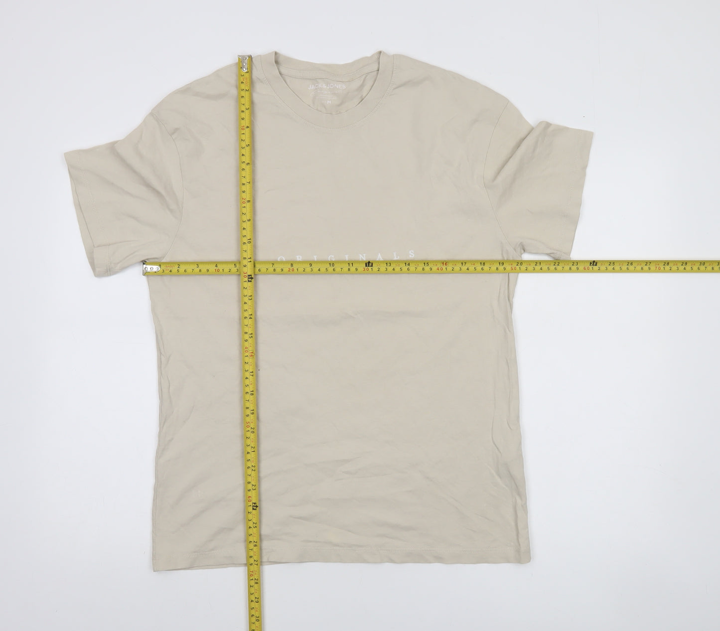 Jack & Jones Mens Beige Originals Cotton Crew Neck T-Shirt Size M