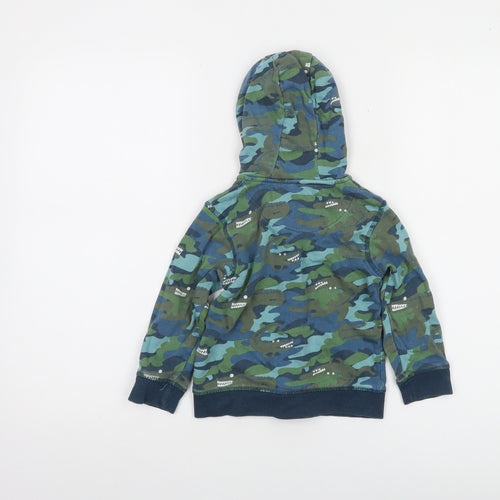 Mothercare Boys Green Blue Camouflage Full Zip Hoodie 2-3 Years Cotton Blend