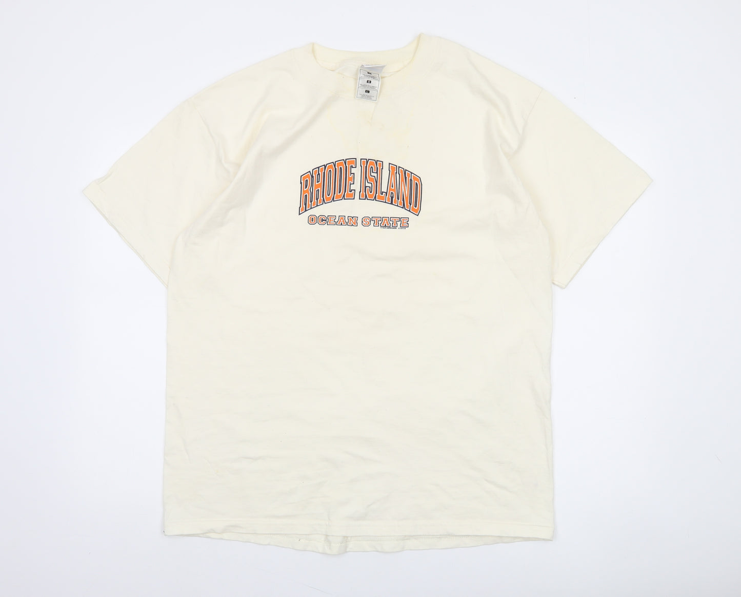 Gold Basics Label Men's Beige Rhode Island Graphic T-Shirt Size L