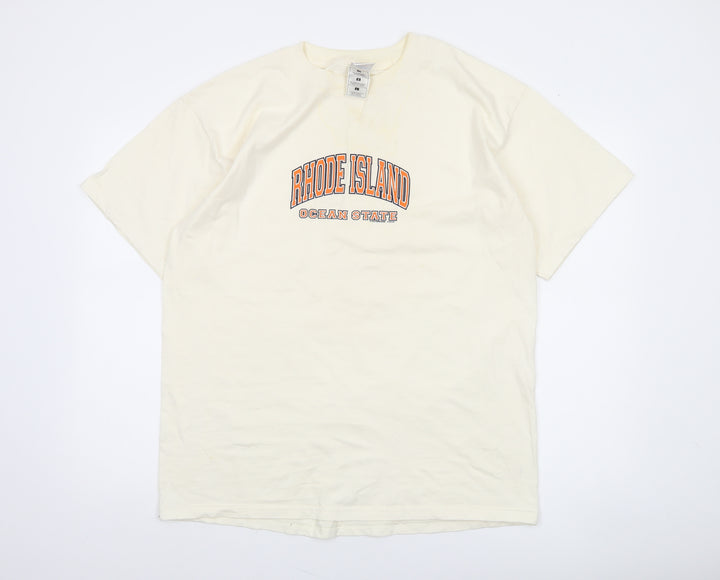 Gold Basics Label Men's Beige Rhode Island Graphic T-Shirt Size L