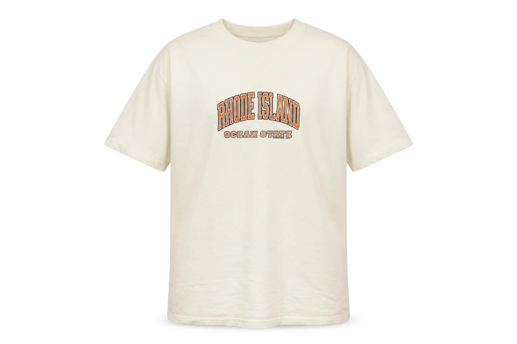 Gold Basics Label Men's Beige Rhode Island Graphic T-Shirt Size L