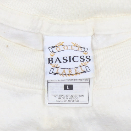 Gold Basics Label Men's Beige Rhode Island Graphic T-Shirt Size L