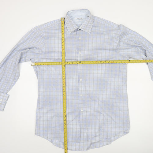 Van Heusen Men's Blue Check Regular Fit Long Sleeve Dress Shirt Size L