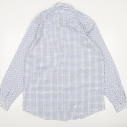 Van Heusen Men's Blue Check Regular Fit Long Sleeve Dress Shirt Size L