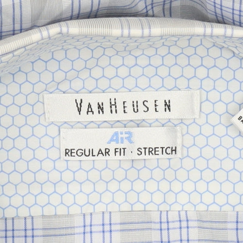 Van Heusen Men's Blue Check Regular Fit Long Sleeve Dress Shirt Size L