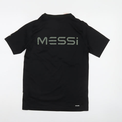 Adidas Boys Black & Green Messi Football T-Shirt Size 11-12 Years Climalite