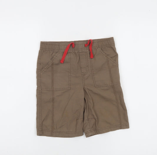 Cherokee Boys Brown Cargo Shorts 6-7 Years Elastic Waist Cotton Twill