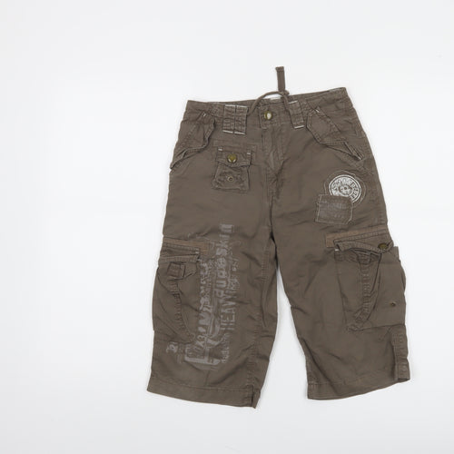 Dudeskin Boys Brown Cargo Shorts 7-8 Years 100% Cotton Twill
