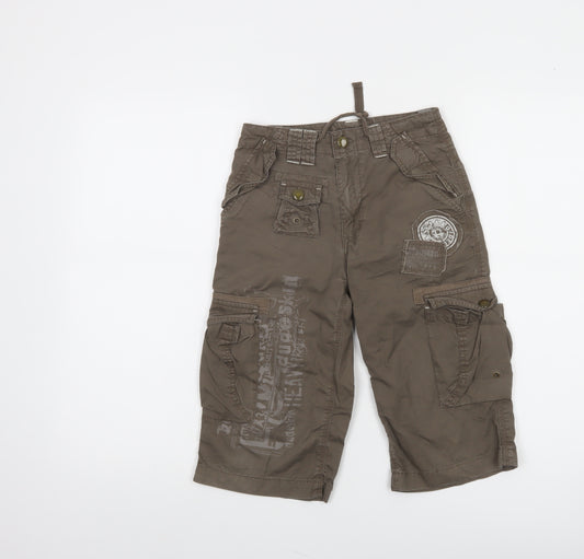 Dudeskin Boys Brown Cargo Shorts 7-8 Years 100% Cotton Twill