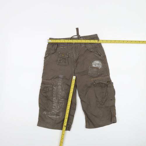 Dudeskin Boys Brown Cargo Shorts 7-8 Years 100% Cotton Twill