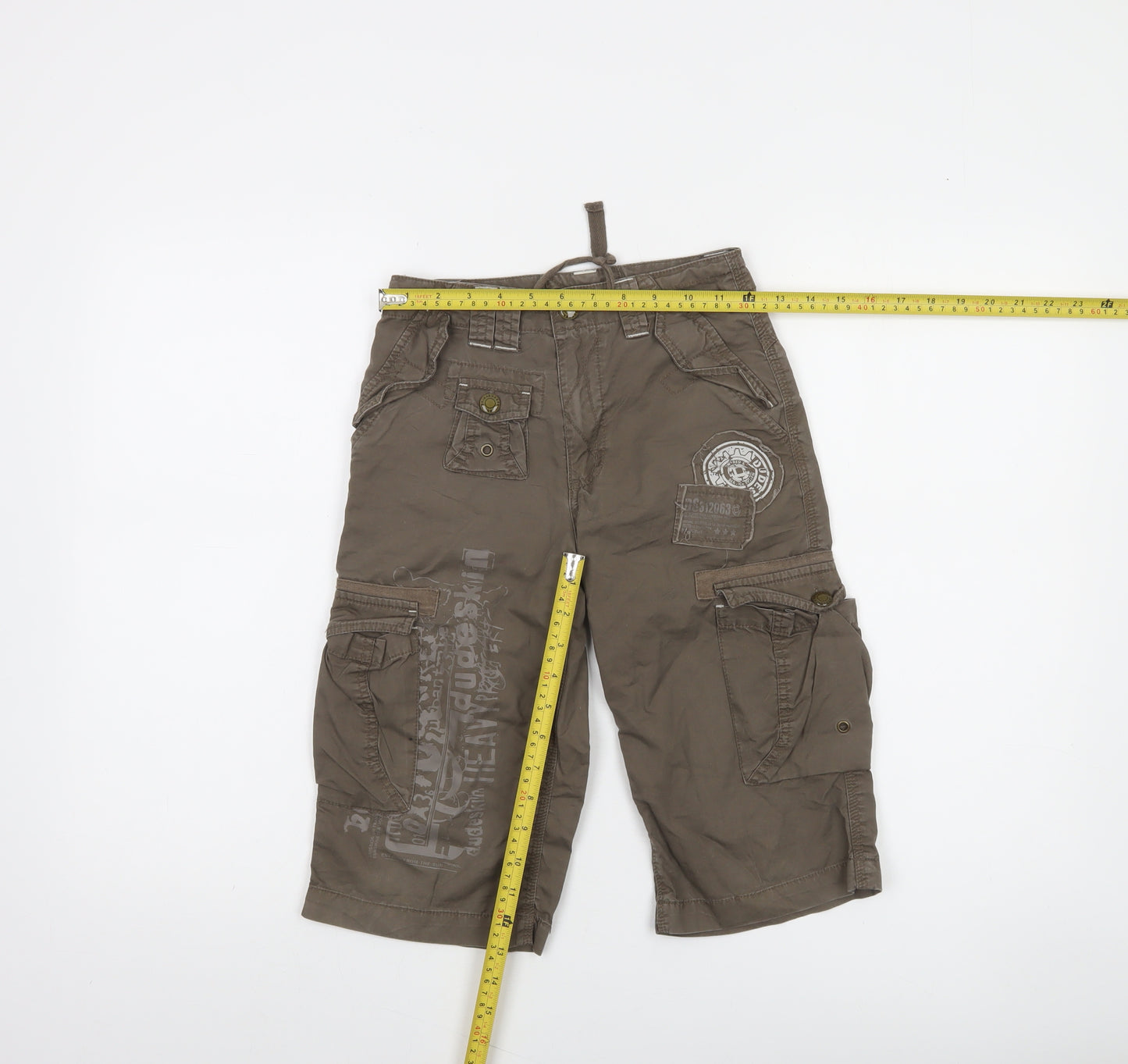 Dudeskin Boys Brown Cargo Shorts 7-8 Years 100% Cotton Twill