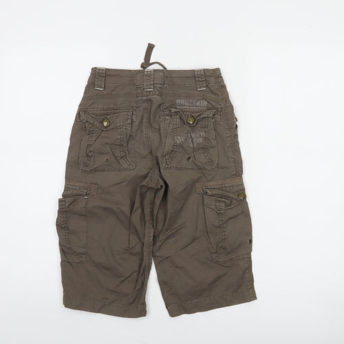 Dudeskin Boys Brown Cargo Shorts 7-8 Years 100% Cotton Twill