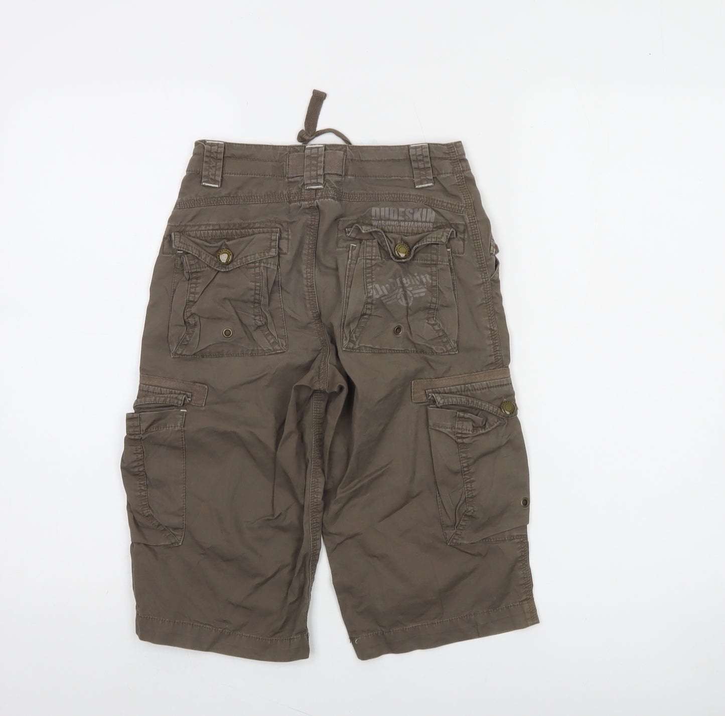 Dudeskin Boys Brown Cargo Shorts 7-8 Years 100% Cotton Twill