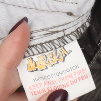 Dudeskin Boys Brown Cargo Shorts 7-8 Years 100% Cotton Twill