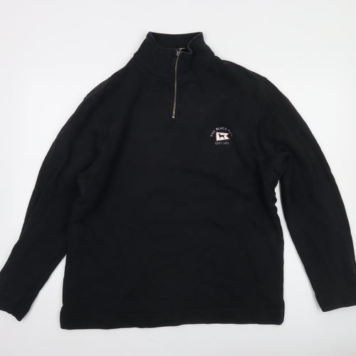 The Black Dog Men’s Black Small Quarter Zip Cotton Sweatshirt