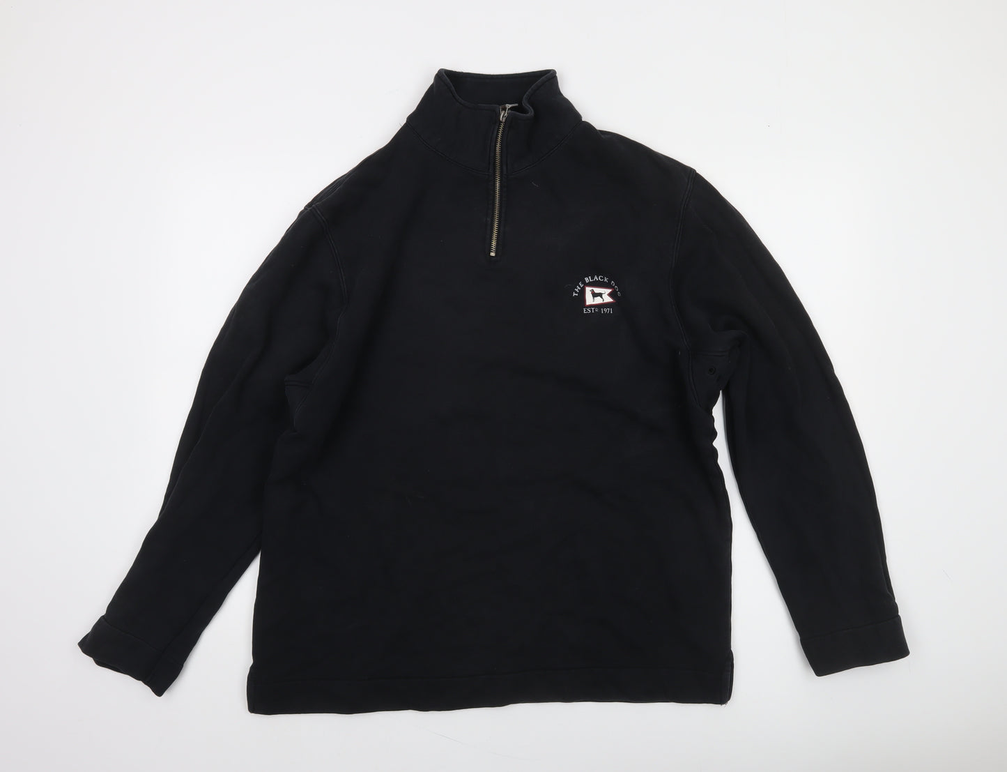 The Black Dog Men’s Black Small Quarter Zip Cotton Sweatshirt